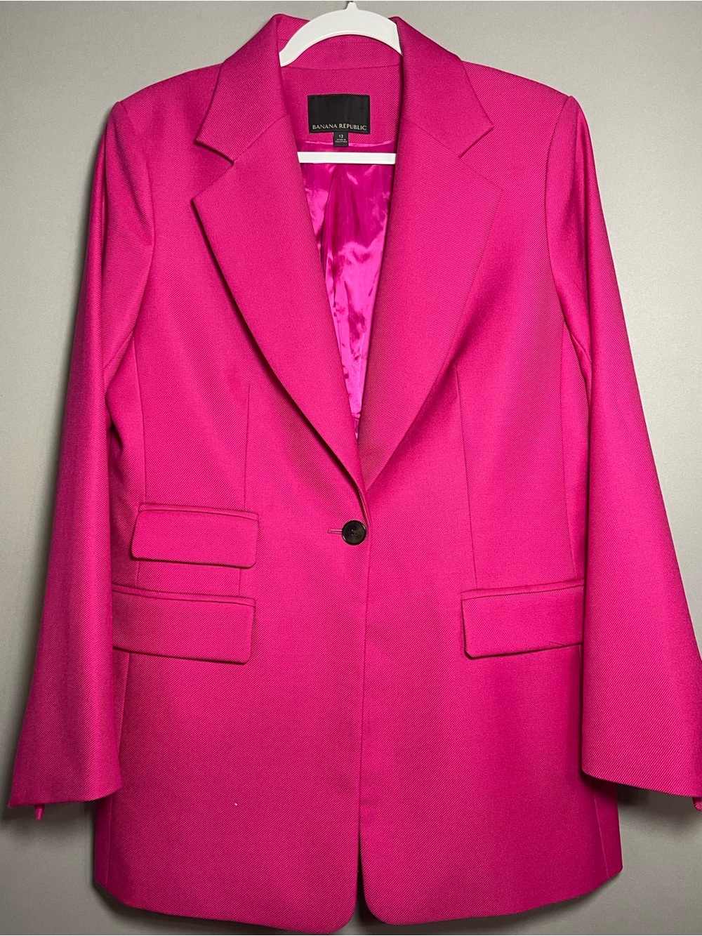 Banana Republic 100% Wool Hot Pink Blazer Size 12 Barbiecore